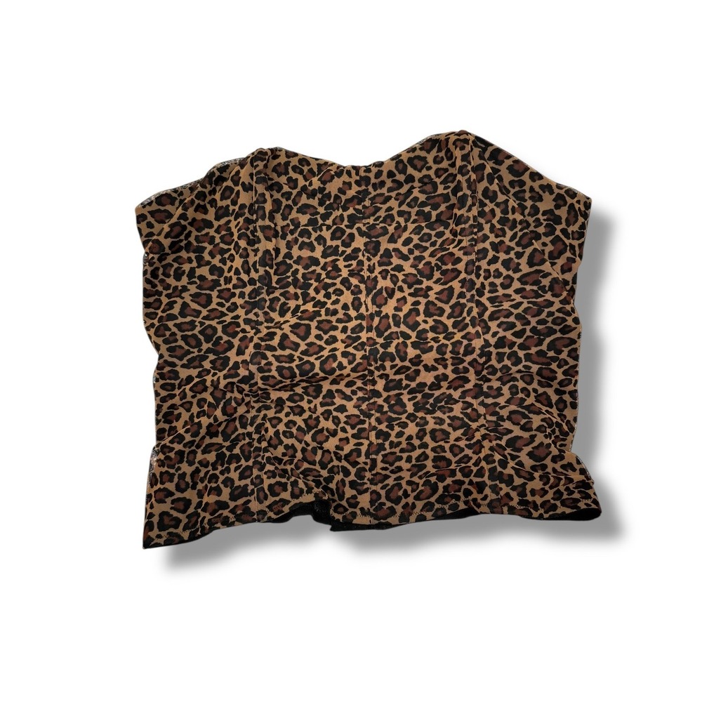 Cacique Leopard Print Corset Top‎ Womens 22/24 Brown Black Strapless Hook Eye